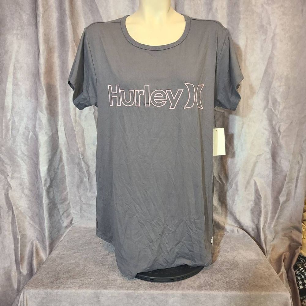Hurley Grey & Pink Logo Soft & Cozy Tee Size Small